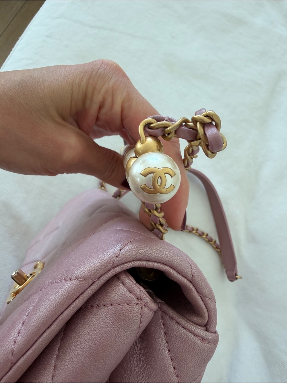 CHANEL Quilted Mini Flap Bag in Dusty Lavender with Gold Hardware - Picture 11 of 15